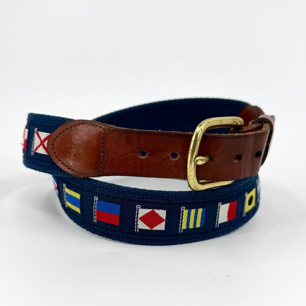 Leather Man Ltd Navy Nautical Flag Canvas Belt